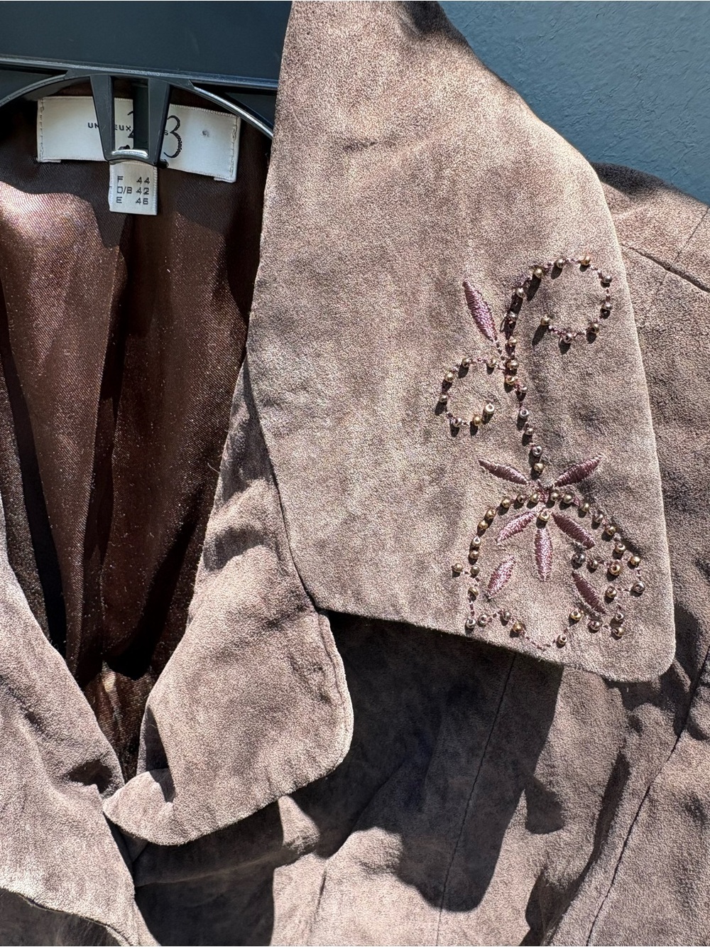 Un Deux Trois Brown Embellished Suede Jacket